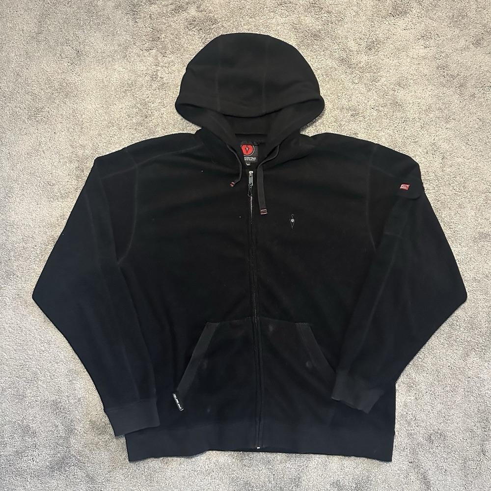 Scottevest Full Zip Hooded Fleece Jacket Black Mens XL TEC Travel Pockets